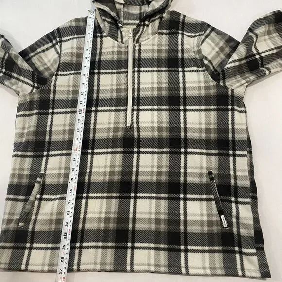 ~ O'Neill XL Fleece Jacket Black Gray Plaid Hoodie Pockets Half Zip Unisex - Picture 6 of 12